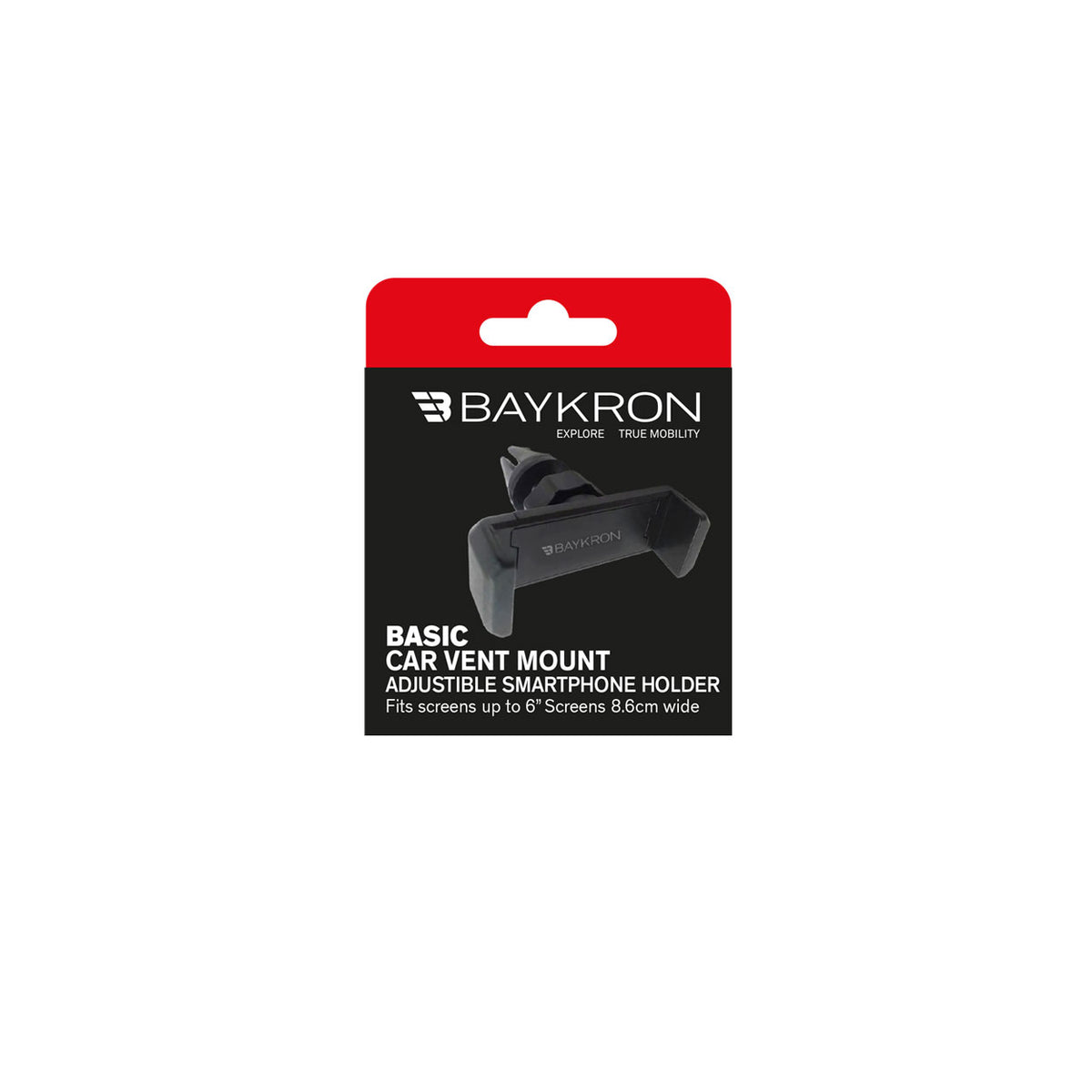 BASIC Car Vent Mount Adjustible Smartphone Holder - Fits screens up to 6in-8.6cm wide