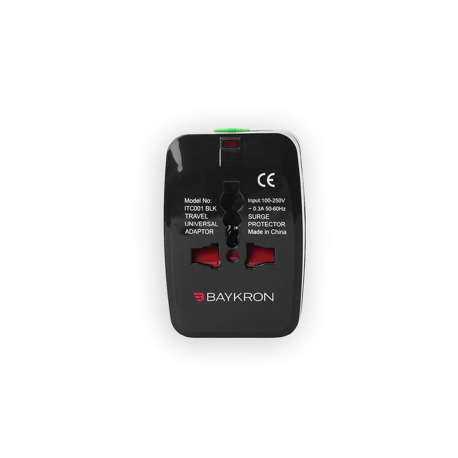 BAYKRON 2.5A Universal World Travel Adapter - Black