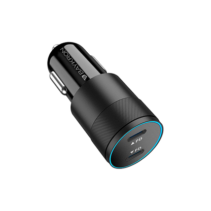 BASIC Car Charger Dual USB-C 40W PD 3.0 PORTS Aluminium Alloy Fast Charging with LED