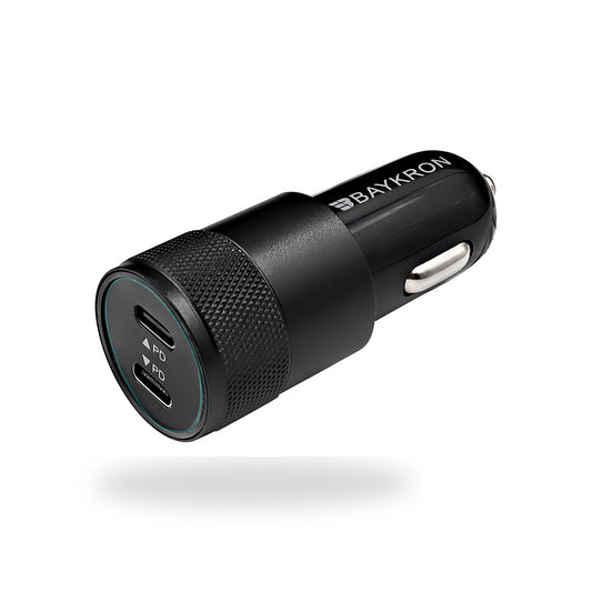 BASIC Car Charger Dual USB-C 40W PD 3.0 PORTS Aluminium Alloy Fast Charging with LED