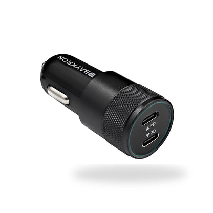 BASIC Car Charger Dual USB-C 40W PD 3.0 PORTS Aluminium Alloy Fast Charging with LED