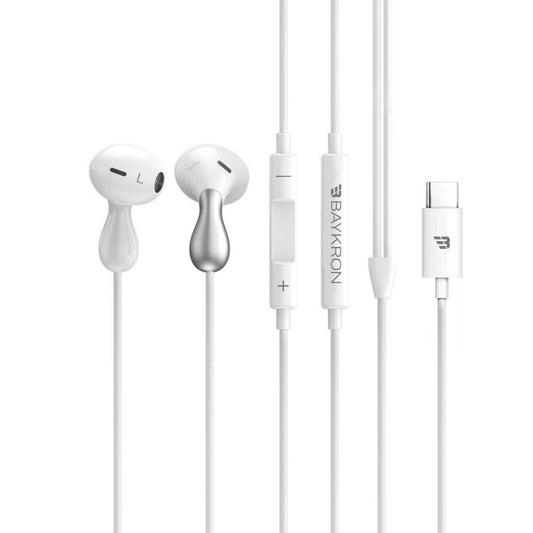 BASIC Earphones USB-C with Microphone - White & Silver