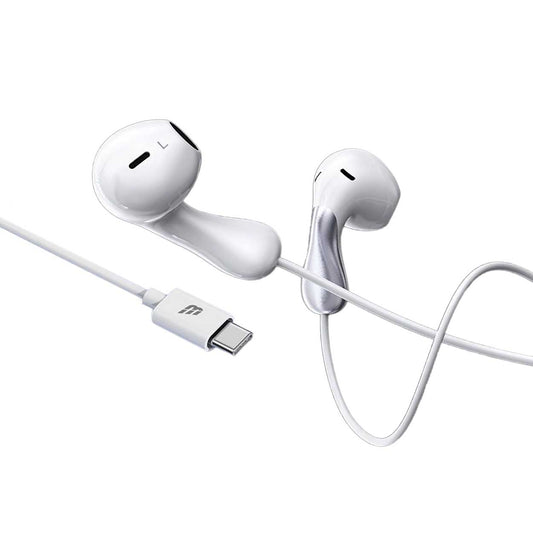 BASIC Earphones USB-C with Microphone - White & Silver