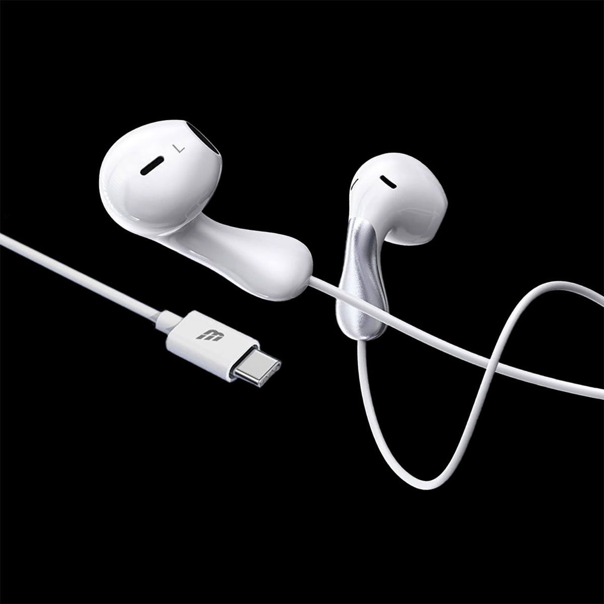 BASIC Earphones USB-C with Microphone - White & Silver