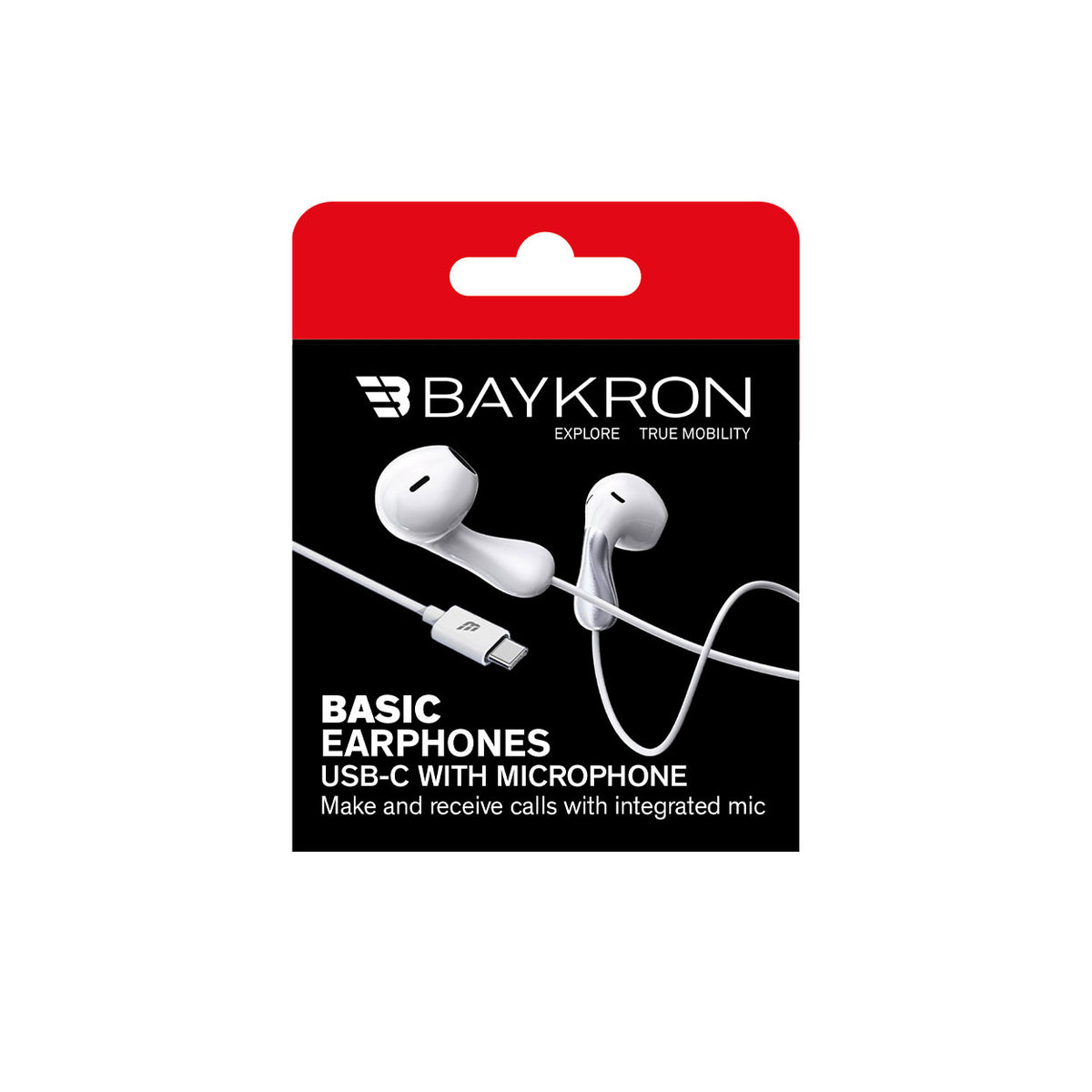 BASIC Earphones USB-C with Microphone - White & Silver