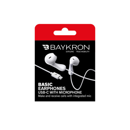 BASIC Earphones USB-C with Microphone - White & Silver