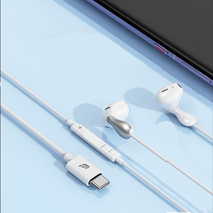 BASIC Earphones USB-C with Microphone - White & Silver