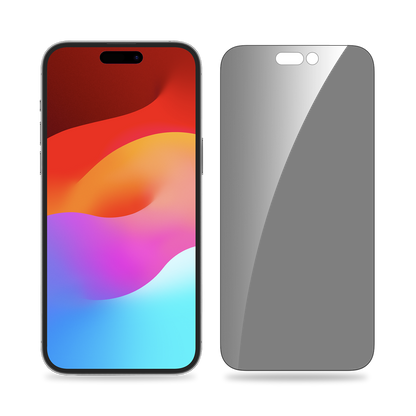 BAYKRON Smart Privacy Tempered Glass Screen Protector for iPhone® 15 Pro Max 6.7". Includes Easy Screen Applicator