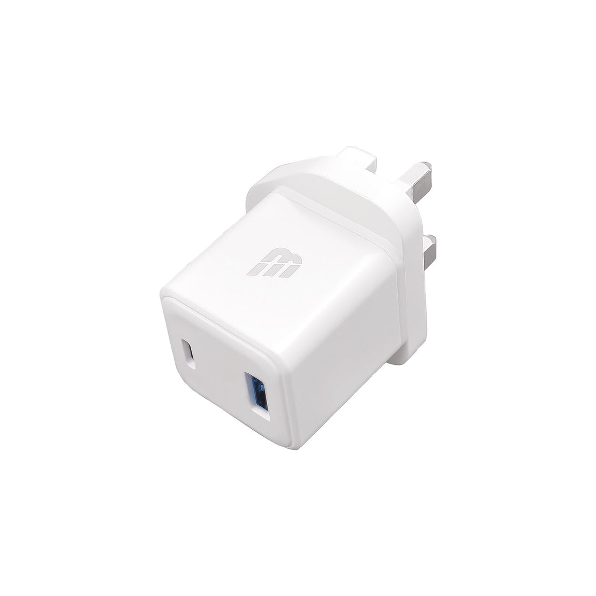 BASIC CHARGER UK Dual Ports 20W USB-C & 18W USB-A Two fast charging ports - White