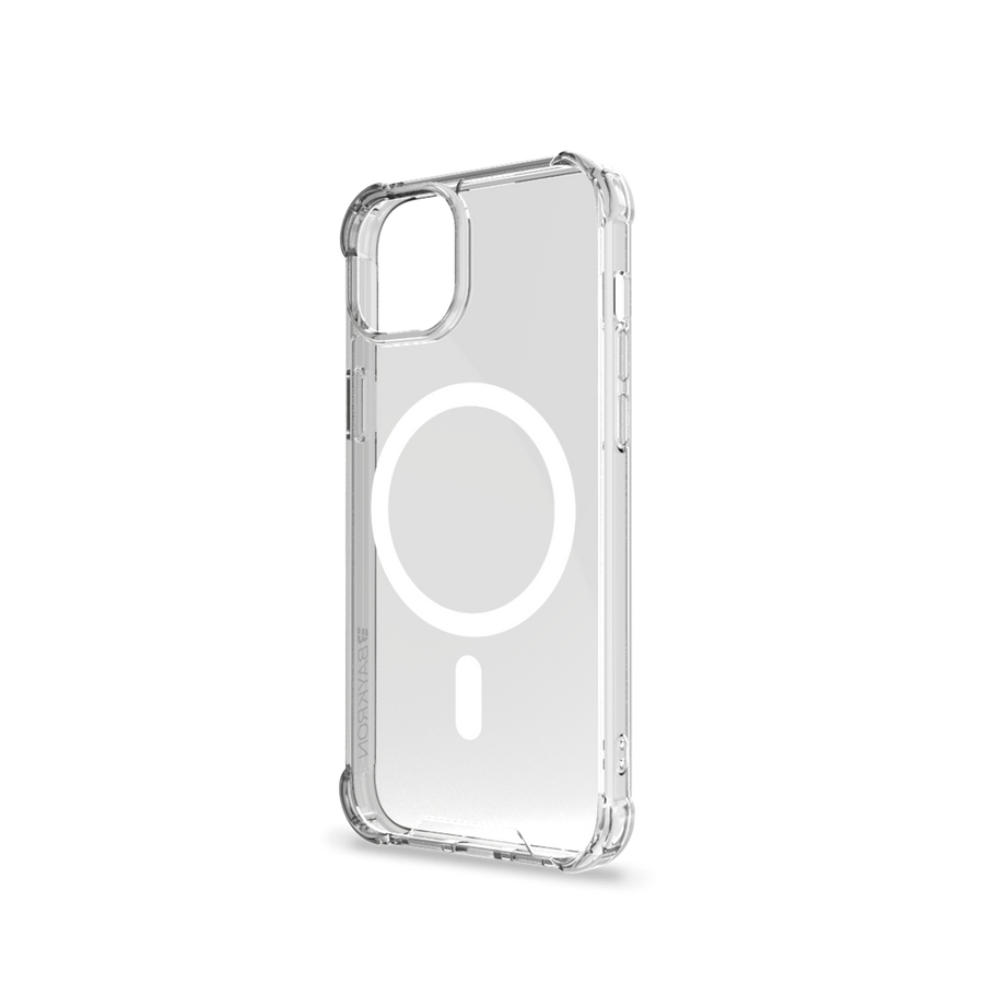 BAYKRON Premium Mag Case  for iPhone® 15 6.1" with Deluxe Nylon Carry Strap - Shockproof and Anti-fingerprint - Clear