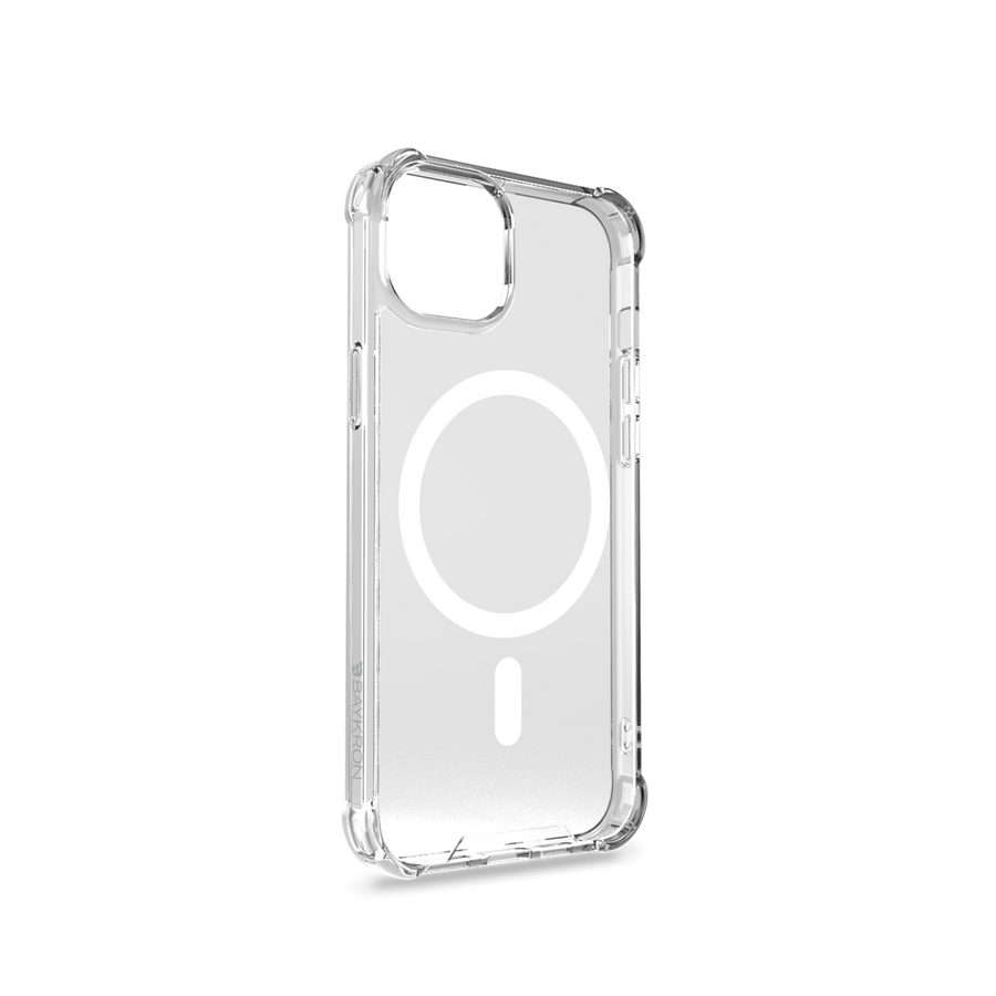 BAYKRON Premium Mag Case  for iPhone® 15 6.1" with Deluxe Nylon Carry Strap - Shockproof and Anti-fingerprint - Clear