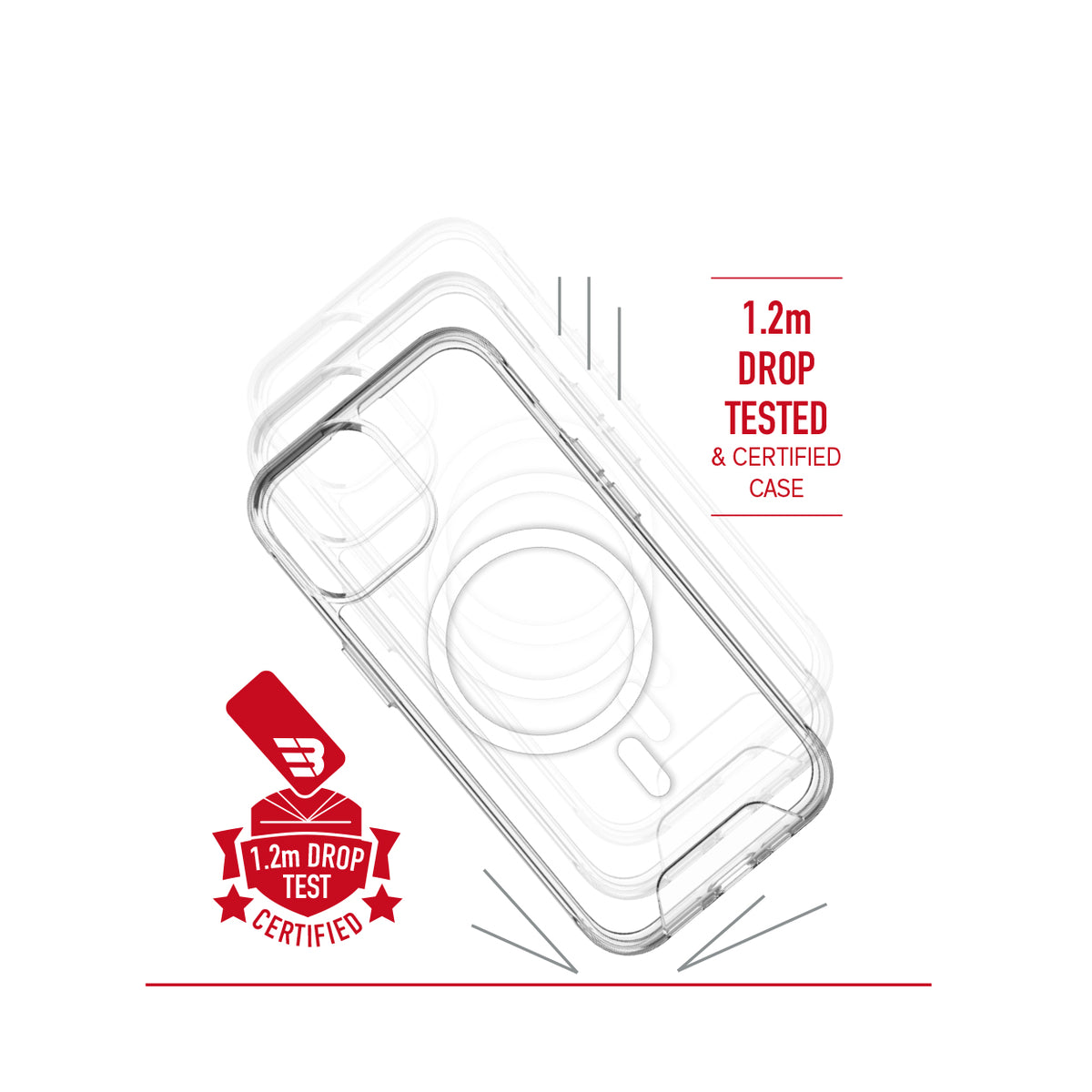 BAYKRON Smart Slim X Mag Case for iPhone 15 6.1" Air Cushion Shockproof Protection and MagSafe® Compatible - Clear