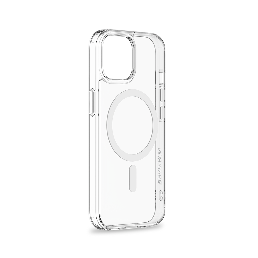 BAYKRON Premium Slim Mag Case for iPhone® 15 Plus 6.7" with Air Cushion Shockproof Protection and MagSafe® Compatible - Clear