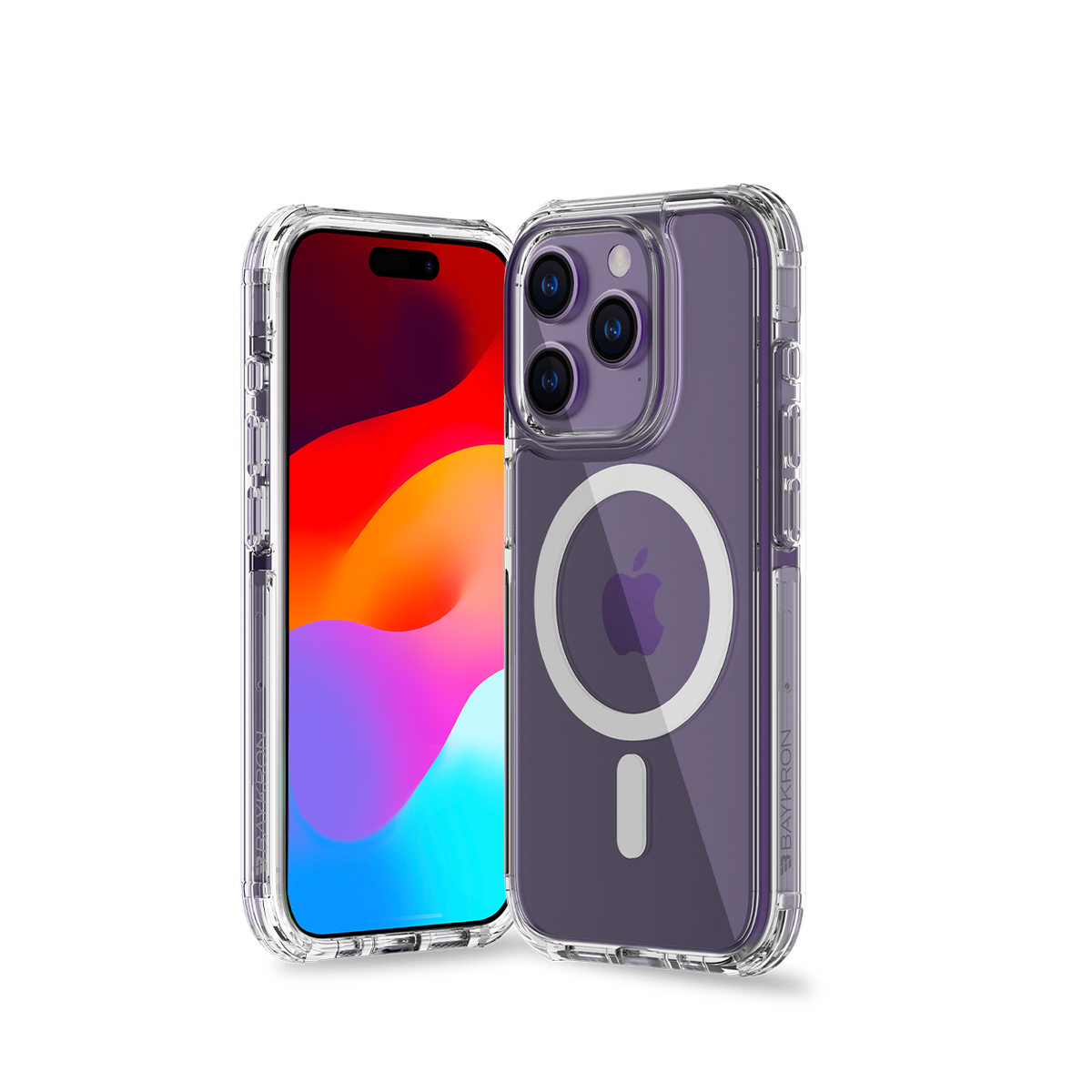 BAYKRON Premium AirTek Pro Mag Case for iPhone® 15 Pro 6.1" with Air Cushion Shockproof Protection and MagSafe® Compatible - Clear