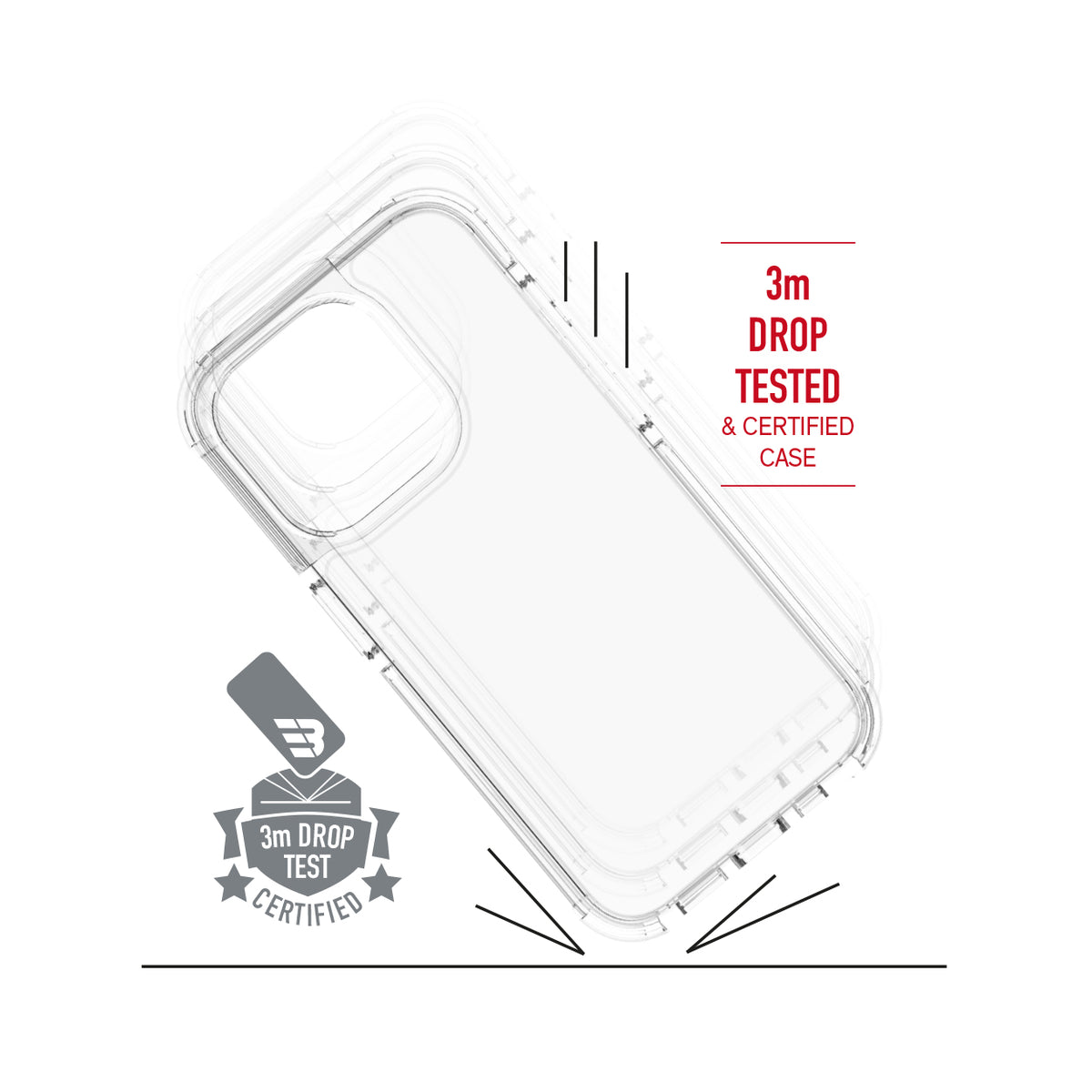 BAYKRON Premium AirTek Pro Case for iPhone® 15 Pro 6.1" with Air Cushion Shockproof Protection - Clear