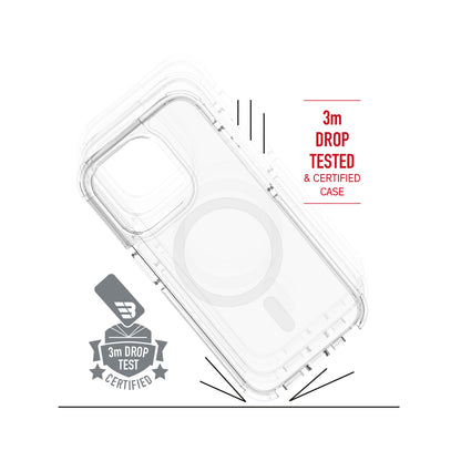 BAYKRON Premium AirTek Pro Mag Case for iPhone® 15 Pro Max 6.7" with Air Cushion Shockproof Protection and MagSafe® Compatible - Clear