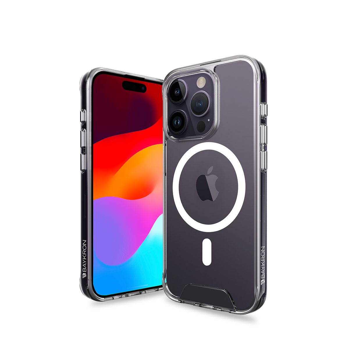 BAYKRON Smart Slim X Mag Case for iPhone 15 Pro Max 6.7" Air Cushion Shockproof Protection and MagSafe® Compatible - Clear