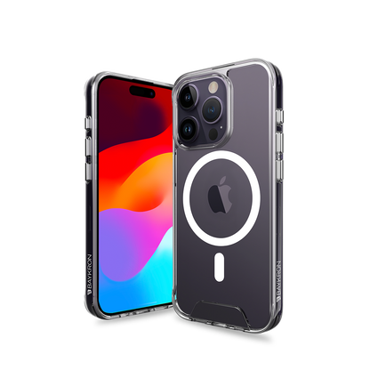 BAYKRON Smart Slim X Mag Case for iPhone 15 Pro Max 6.7" Air Cushion Shockproof Protection and MagSafe® Compatible - Clear