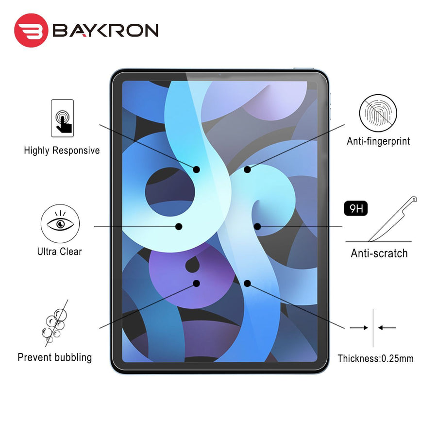 The BAYKRON Premium Screen Protector with Edge to Edge design for iPad Air® 2020