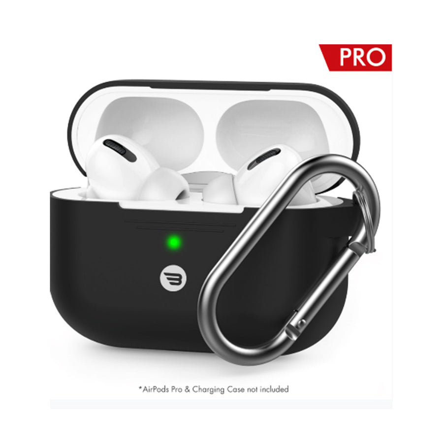 BAYKRON Premium Silicone Protective Case with Carabiner for AirPods Pro® - Black
