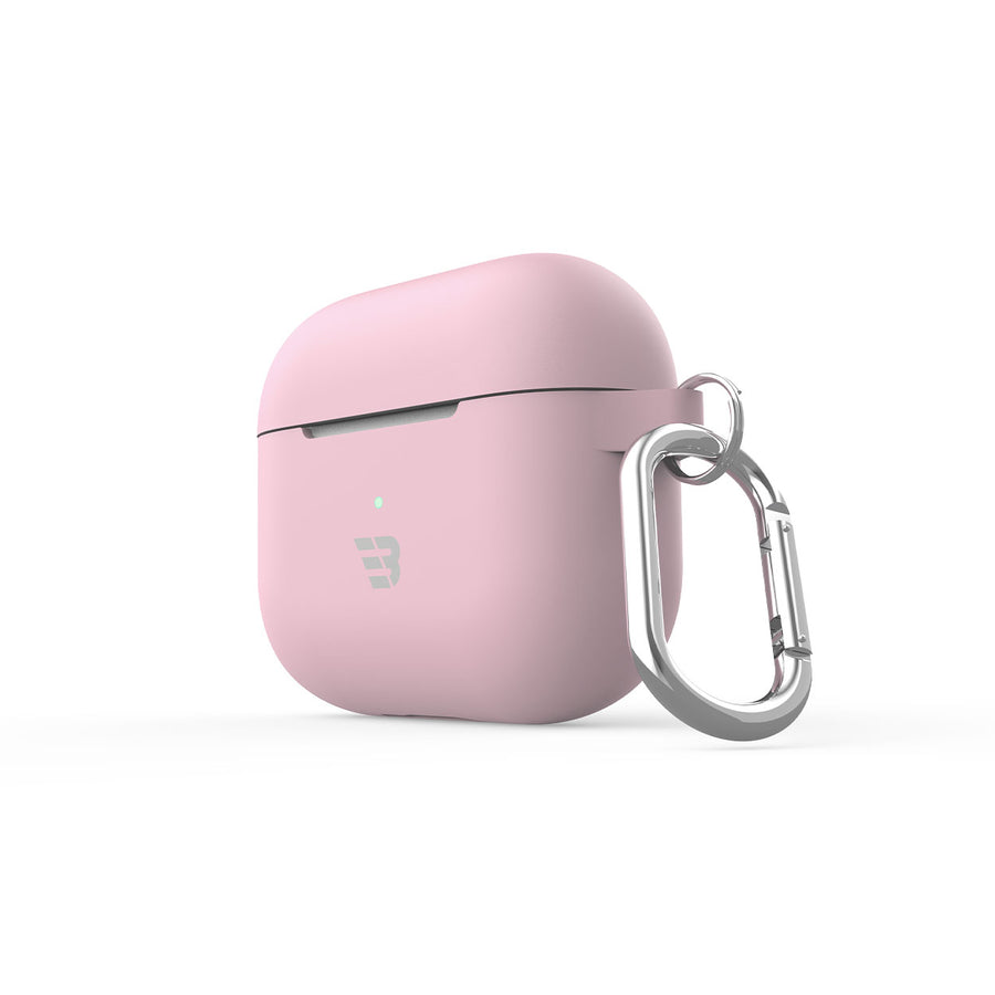 BAYKRON Premium Silicone Protective Case for AirPods® 3rd Generation, Impact Resistant and Wireless Charging Compatible, Includes Carabiner - Pink