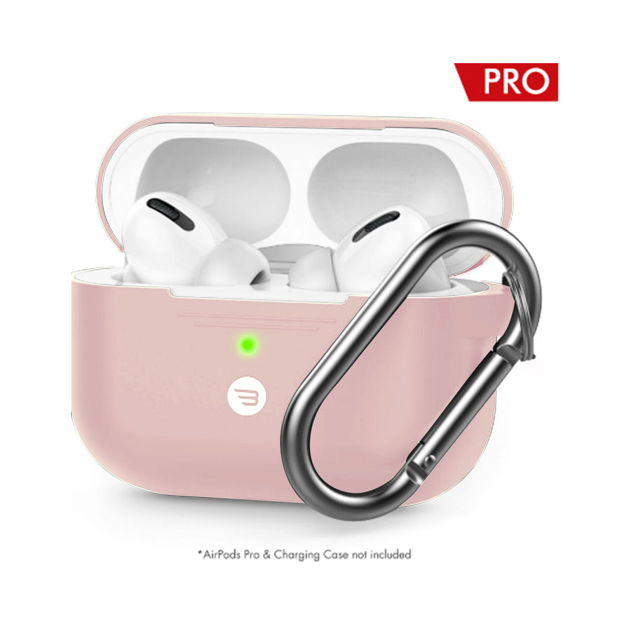 BAYKRON Premium Silicone Protective Case with Carabiner for AirPods Pro® - Pink