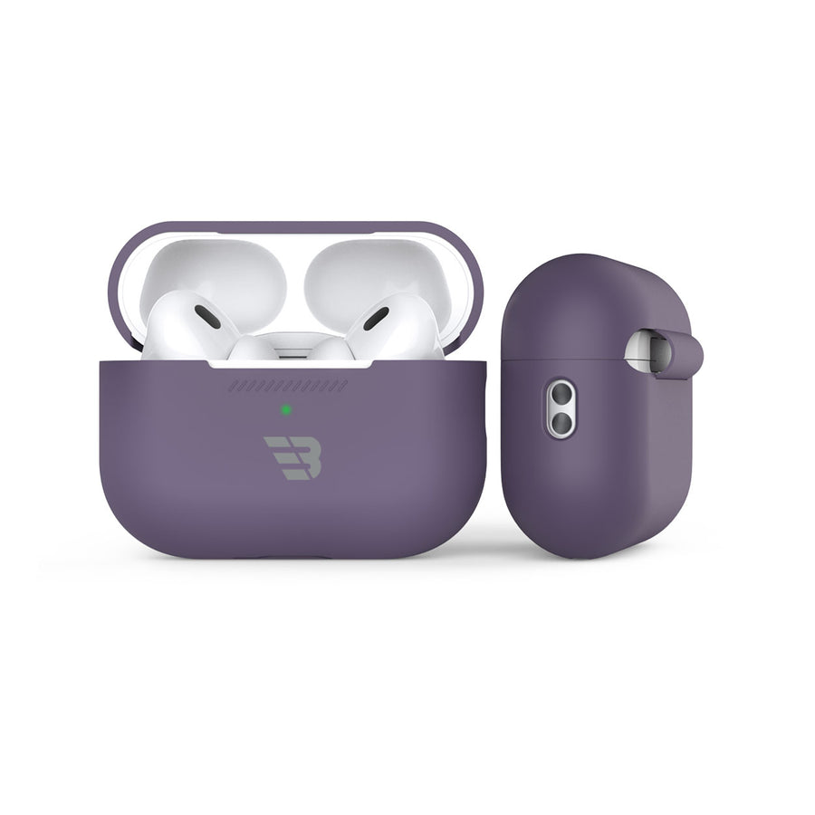 BAYKRON Premium Silicone Case for AirPods Pro® 2nd Generation Impact Resistant and Wireless Charging Compatible with Carabiner Ring Lanyard - Purple