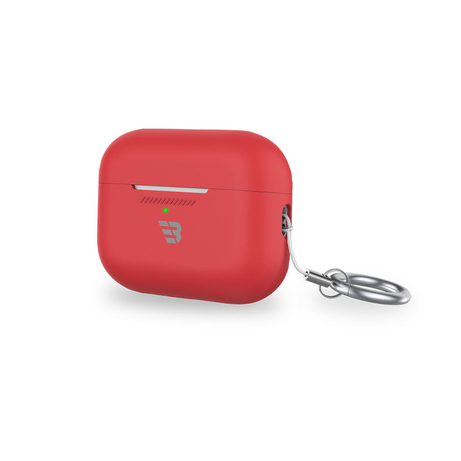 BAYKRON Premium Silicone Case for AirPods Pro® 2nd Generation, Impact Resistant and Wireless Charging Compatible includes Carabiner Ring Lanyard - Red