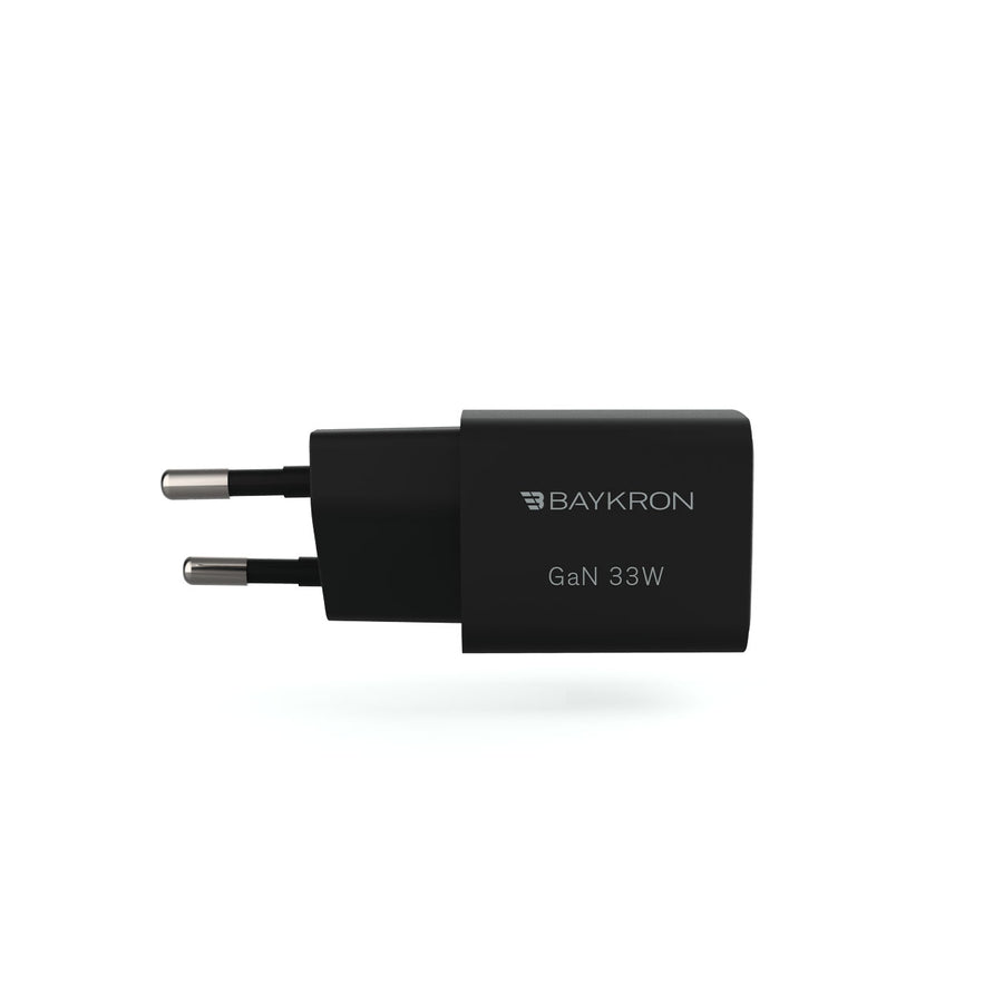 BAYKRON Premium 33W GaN Mini Ultra Fast Wall Charger with USB-C 33W for Standard EU wall outlets