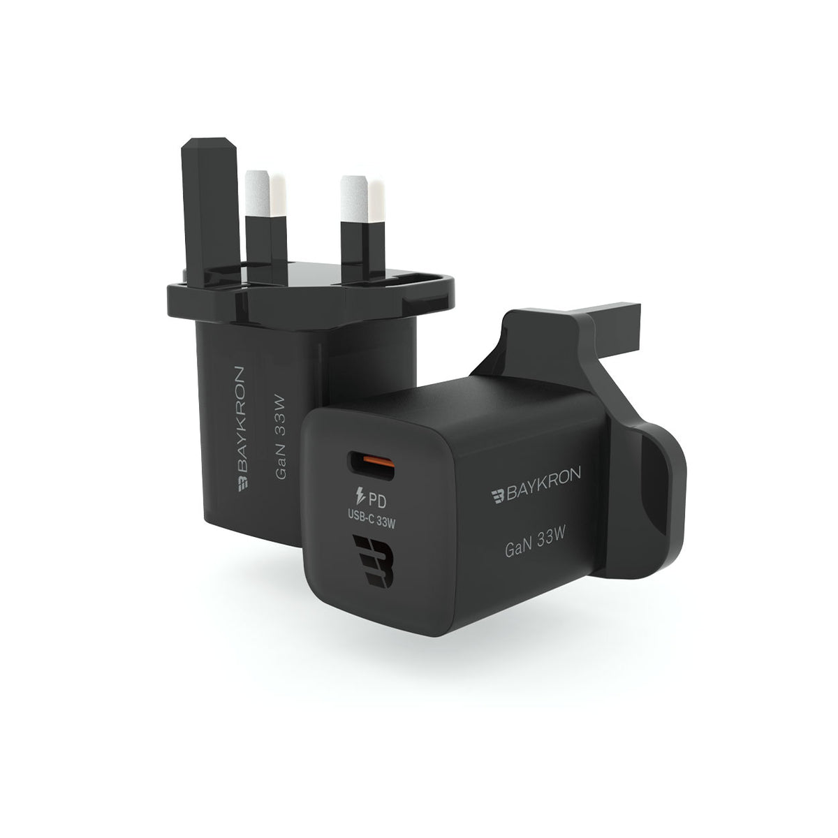 BAYKRON Premium 33W GaN Mini Ultra Fast Wall Charger with USB-C 33W for Standard UK wall outlets