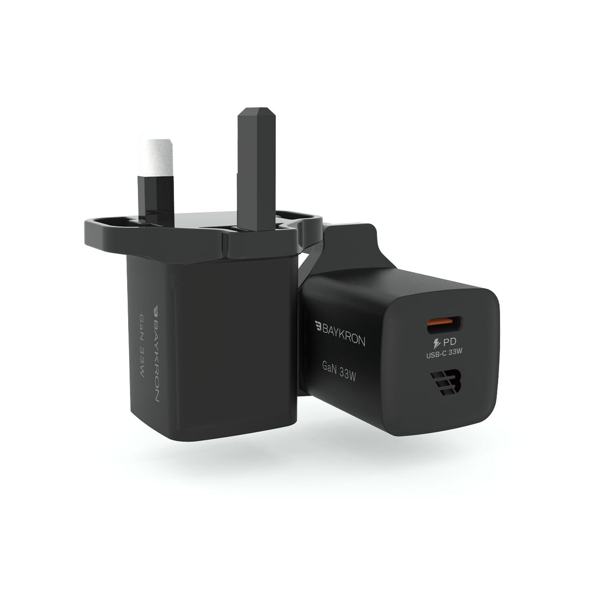 BAYKRON Premium 33W GaN Mini Ultra Fast Wall Charger with USB-C 33W for Standard UK wall outlets