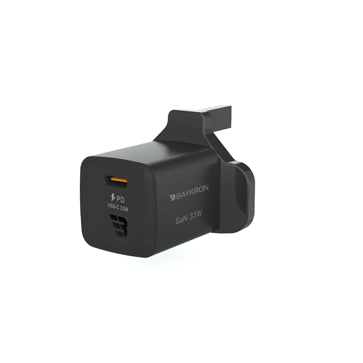 BAYKRON Premium 33W GaN Mini Ultra Fast Wall Charger with USB-C 33W for Standard UK wall outlets