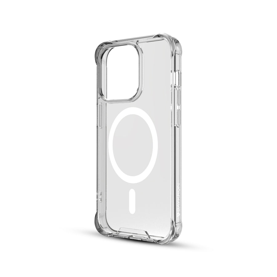 BAYKRON Premium Mag Case for iPhone® 14 Pro 6.1" with Deluxe Nylon Carry Strap - Shockproof and Anti-bacterial - Clear