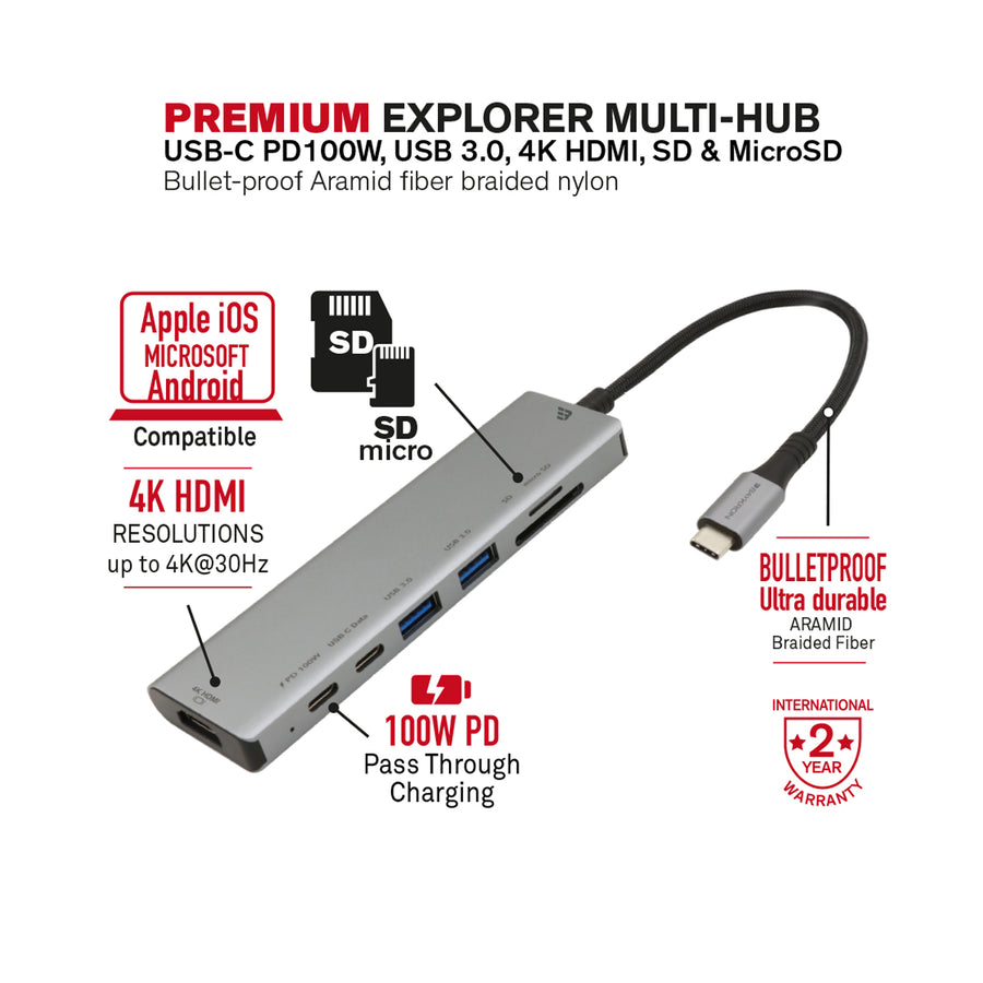 BAYKRON Premium Explorer Multi-Hub USB-C PD100W, USB 4K, 54% OFF