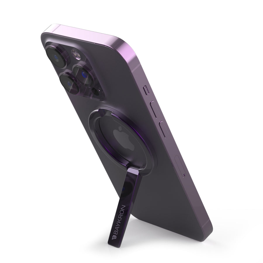 BAYKRON Premium Mag Stand Compact Magnetic Stand with included magnetic ring for all cases and smartphones - Purple