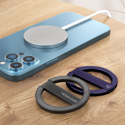 BAYKRON Premium Mag Stand Compact Magnetic Stand with included magnetic ring for all cases and smartphones - Purple