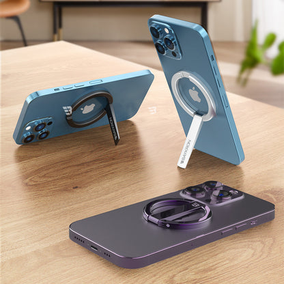 BAYKRON Premium Mag Stand Compact Magnetic Stand with included magnetic ring for all cases and smartphones - Purple