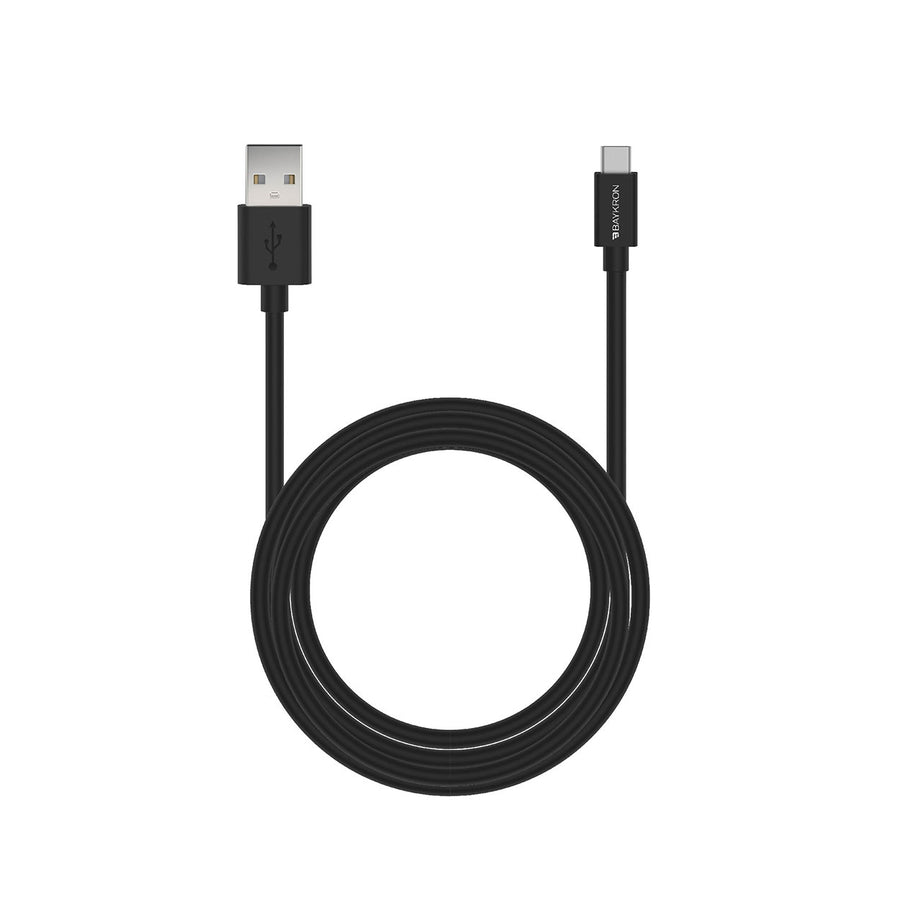 BAYKRON 1.2M Smart USB-C to USB-A Fast Charging Cable, 3.0A Black