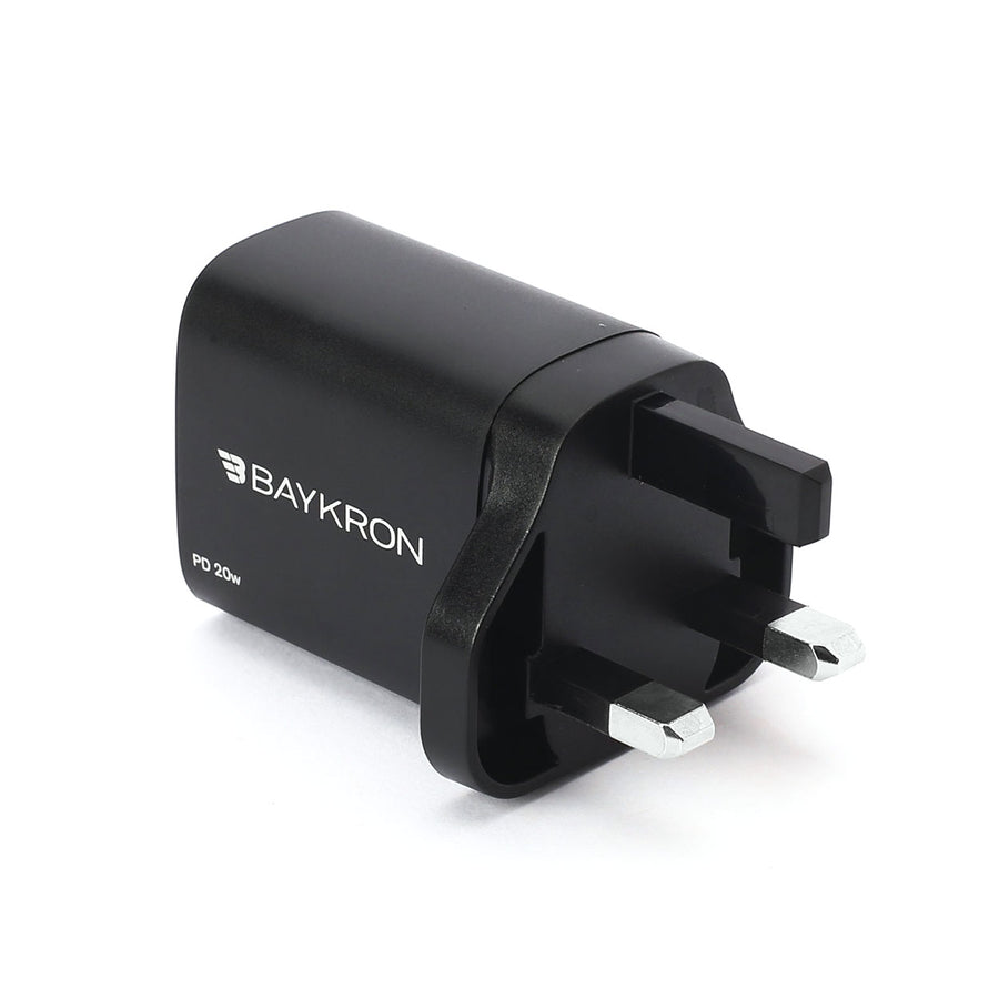 BAYKRON 20W Portable Wall Charger with Power Delivery (PD) USB-C for UK Standard Outlets