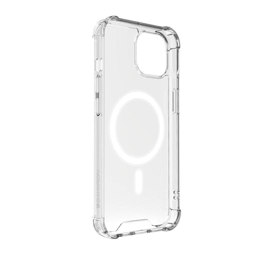 BAYKRON Premium Mag Case for iPhone® 13 6.1" with Deluxe Nylon Carry Strap - Shockproof and Anti-bacterial - Clear