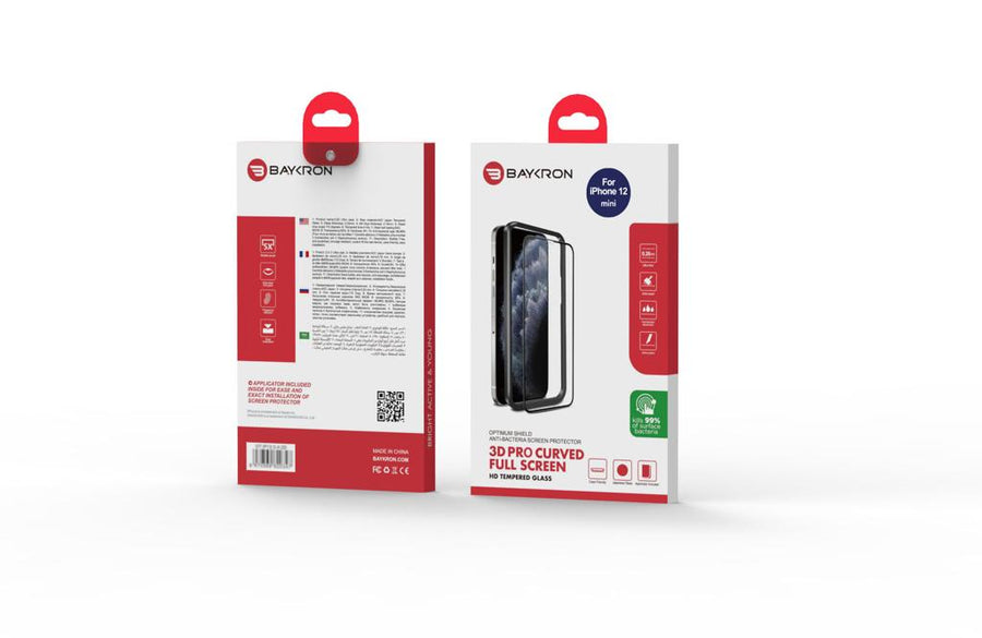 BAYKRON Premium Antibacterial Tempered Glass Screen Protector for iPhone® 12 Mini